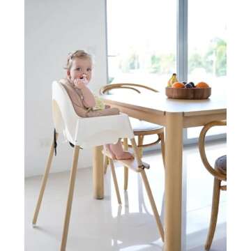 Nibble and Rest Woodsi Footsi Highchair Footrest for IKEA Antilop, Bamboo Wooden Footrest, Height Adjustable, High Chair Accessories,Suitable Footstool with Rounded Corners