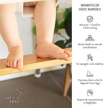 Nibble and Rest Woodsi Footsi Highchair Footrest for IKEA Antilop, Bamboo Wooden Footrest, Height Adjustable, High Chair Accessories,Suitable Footstool with Rounded Corners