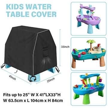 Kovshuiwe Kids Water Table Cover Fit Step2 Rain Showers Splash Pond Water Table, 210D Waterproof Dust Proof Anti-UV Outdoor Toys Cover-Cover only…