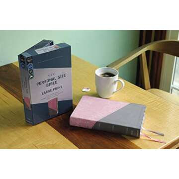NIV, Personal Size Bible, Large Print, Leathersoft, Pink/Gray, Red Letter, Comfort Print