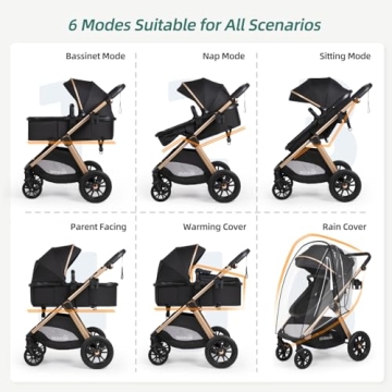 Premium 6-in-1 Baby Stroller with Bassinet Mode