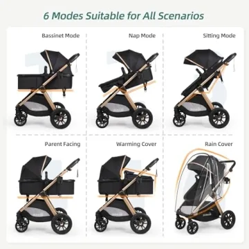 Premium 6-in-1 Baby Stroller with Bassinet Mode