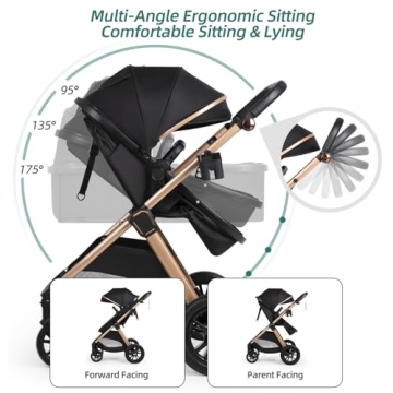 Premium 6-in-1 Baby Stroller with Bassinet Mode