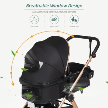 Premium 6-in-1 Baby Stroller with Bassinet Mode