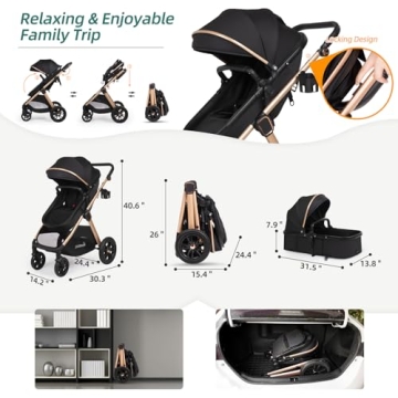 Premium 6-in-1 Baby Stroller with Bassinet Mode