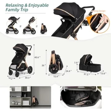 Premium 6-in-1 Baby Stroller with Bassinet Mode