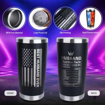 Husband Valentines Day Gifts, 8PCS Valentines Day Gifts for Him Husband Bulk Set Includes Tumbler Straw Apron Socks Key Chain, Best Husband Ever Gifts from Wife for Anniversary Birthday Christmas