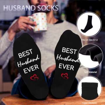 Husband Valentines Day Gifts, 8PCS Valentines Day Gifts for Him Husband Bulk Set Includes Tumbler Straw Apron Socks Key Chain, Best Husband Ever Gifts from Wife for Anniversary Birthday Christmas