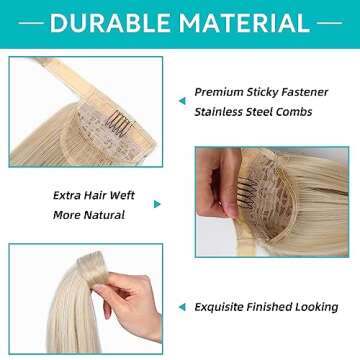 WIGNEE 26 Inches Straight Ponytail Extension with Hair Tinsel Blonde Ponytail Extension Wrap Around Ponytail Extension For Black Women Tinsel Hair Extensions Fake Ponytail (Blond)