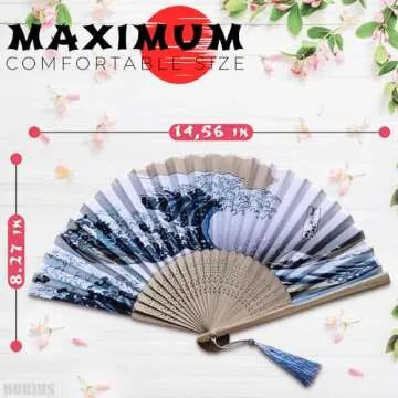 Japanese Fan Hand Held Foldable Fan - Portable Fan Handheld Bamboo Fans Japanese Vintage Hand Fan fo...