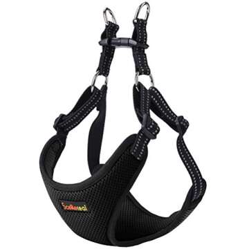SCENEREAL Small Dog Harness - Step in Soft Adjustable Reflective Mesh Vest for Puppy Cats, Black