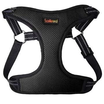 SCENEREAL Small Dog Harness - Step in Soft Adjustable Reflective Mesh Vest for Puppy Cats, Black