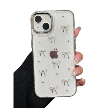 EYZUTAK Case for iPhone 13/iPhone 14, Bling Glitter 3D Bowknot Phone Case Cute Sparkly Crystal Clear...