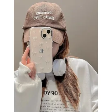 EYZUTAK Case for iPhone 13/iPhone 14, Bling Glitter 3D Bowknot Phone Case Cute Sparkly Crystal Clear Bow Aesthetic Design Case Slim Soft Durable TPU Transparent Protective Cover for Women Girls - Bow