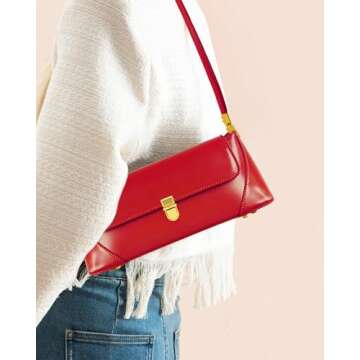 cuiab Women's Shoulder Bag, Shoulder Bag for Women, Red Purse, Red Shoulder Bag, Vintage Shoulder Ba...