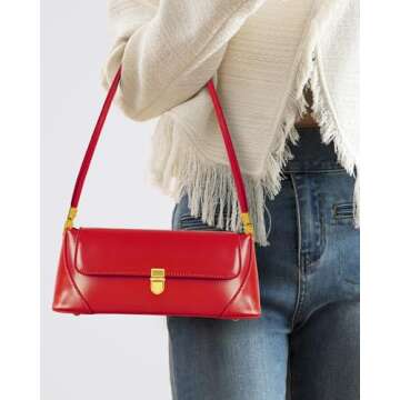 cuiab Women's Shoulder Bag, Shoulder Bag for Women, Red Purse, Red Shoulder Bag, Vintage Shoulder Bag(Red)