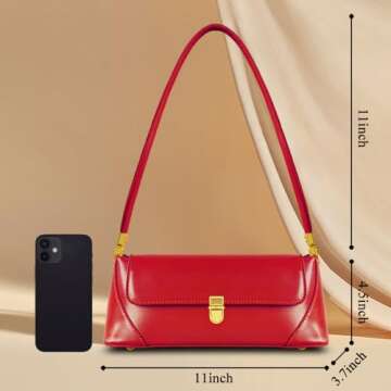 cuiab Women's Shoulder Bag, Shoulder Bag for Women, Red Purse, Red Shoulder Bag, Vintage Shoulder Bag(Red)