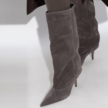 Fuazuzu Stiletto Heel Boots for Women - Mid Calf Style