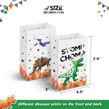 WERNNSAI Watercolor Dinosaur Party Bags - 16 Pack Dinosaur Party Favor Bags for Boys Kids Dino Theme...