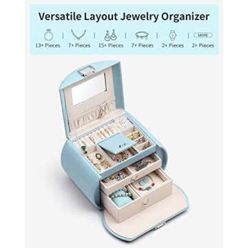 Vlando Jewelry Box for Girls Jewelry Organizer for 8-12 Teens Girls Gifts for Girls