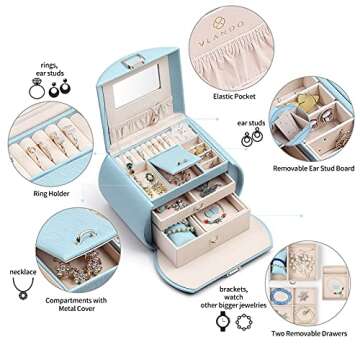 Vlando Jewelry Box for Girls Jewelry Organizer for 8-12 Teens Girls Gifts for Girls