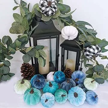 Set of 16 Velvet Pumpkins for Fall Decor and More