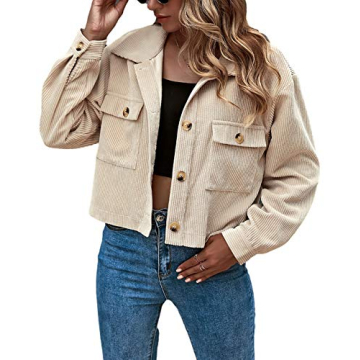 Gihuo Women's Cropped Corduroy Shacket - Soft, Stylish & Versatile