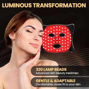 Lovsheme Red Light Therapy for Face, Enhance LED Face Mask Light Therapy for Acne, Wrinkles & Skin Rejuvenation, 3 Light Modes & Timing Settings, Eye Protection, Portable LED Face Mask Home Skincare