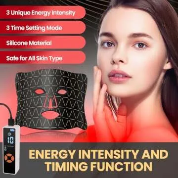 Lovsheme Red Light Therapy for Face, Enhance LED Face Mask Light Therapy for Acne, Wrinkles & Skin Rejuvenation, 3 Light Modes & Timing Settings, Eye Protection, Portable LED Face Mask Home Skincare