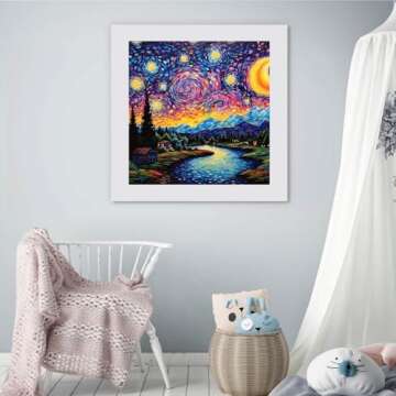 Starry Night Diamond Painting Kits for Adults - Starry Sky Diamond Art Kits for Adults Beginner, Lan...