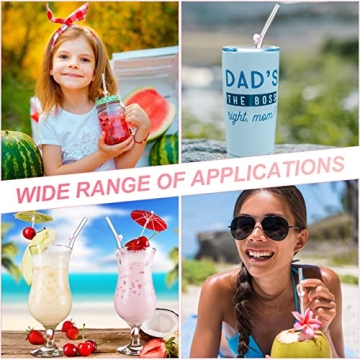 8 Pcs Reusable Glass Straws with Heart Design for All Drinks