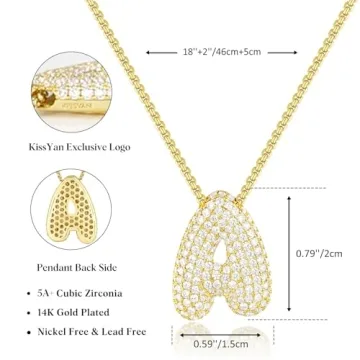 KissYan Bubble Letter Necklace - Customizable Dainty Jewelry