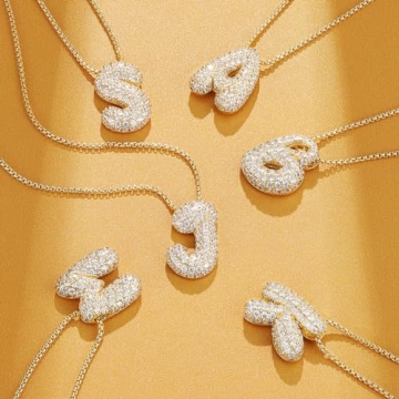 KissYan Bubble Letter Necklace - Customizable Dainty Jewelry