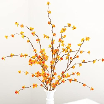 Factory Direct Craft Artificial Bittersweet Branches Fall Bush for Indoor or Outdoor Autumn Floral a...