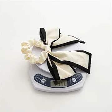 2 Pcs Black White Hair Accessories: Chiffon Ribbon Bow Scrunchies, Short Hair Ties with Bow for Women and Girls (Black)
