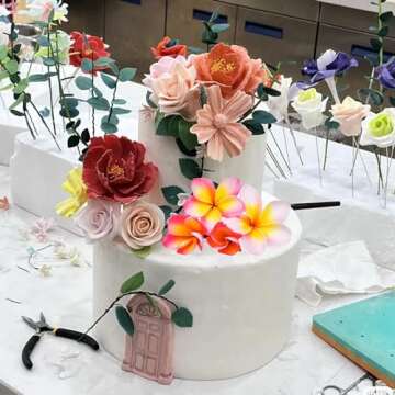 MINFEIDMS Gumpaste Flower Silicone Veining Mold Plumeria Fondant Mold For Cake Decorating Cupcake Topper Candy Chocolate Gum Paste Polymer Clay