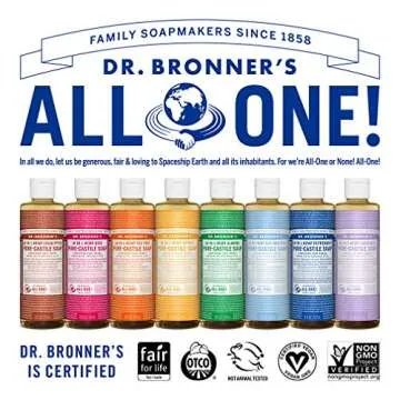 Dr. Bronner's - Pure-Castile Liquid Soap (Rose, 8 ounce) - Made with Organic Oils, 18-in-1 Uses: Face, Body, Hair, Laundry, Pets and Dishes, Concentrated, Vegan, Non-GMO