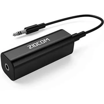 ZIOCOM Ground Loop Noise Isolator, Noise Filter, Eliminate The Buzzing Noise for Your Car Audio System/Home Stereo with Jack 3.5mm Audio Cable