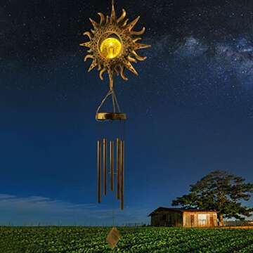 Sun Wind Chimes with Solar Lamp for Home & Garden
