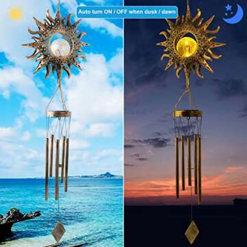 Sun Wind Chimes with Solar Lamp for Home & Garden