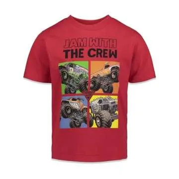 Monster Jam Toddler Boys 3 Pack Graphic T-Shirts Kids Black/Red/Grey 5T