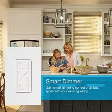 Lutron Caseta Smart Lighting Original Dimmer Switch, for Light Bulbs, Works w/ Alexa, Apple Homekit, Google Home (Hub Required), 150W Single-Pole/3-Way, No Neutral Required, PD-6WCL-WH, White