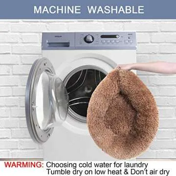 Kimpets Dog Bed Calming Dog Beds for Small Medium Large Dogs - Round Donut Washable Puppy Dog Bed, Anti-Slip Faux Fur Fluffy Donut Cuddle Anxiety Cat Pet Bed(20'' Khaki