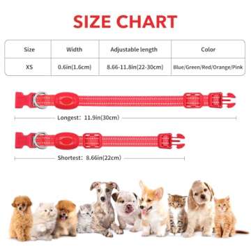 Light Up Dog Collar for Small Dogs - Rechargeable LED Dog Collar Adjustable Reflective Puppy Collar LED Cat Collar, Glowing Safety Dog Lights for Night Walking (XS, Red)