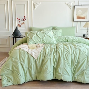 Maple&Stone Queen Comforter Set, 7 Pieces Bed in a Bag Queen, Pintuck Bedding Sets with Comforter, S...