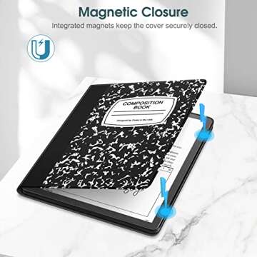 Fintie Slimshell Case for 10.2" Kindle Scribe (2024/2022 Release) - Slim Lightweight Premium PU Leather Book Folio Cover, Auto Sleep/Wake with Pen Holder, Composition Book