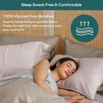 Bamtek 100% Viscose from Bamboo Sheets Queen Size, Super Soft Bedding Set, 4PC Cooling Sheets for Hot Sleepers, Vegan Silk Moisture Wicking, Organically Grown Bedsheet, White (60x80x18 Inch)