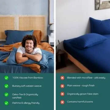 Bamtek 100% Viscose from Bamboo Sheets Queen Size, Super Soft Bedding Set, 4PC Cooling Sheets for Hot Sleepers, Vegan Silk Moisture Wicking, Organically Grown Bedsheet, White (60x80x18 Inch)