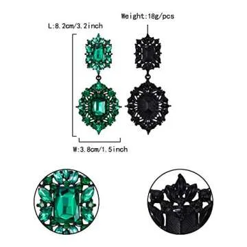 Flyonce Women's Crystal Wedding Art Deco Vintage Style Gatsby Chandelier Dangle Earrings Green