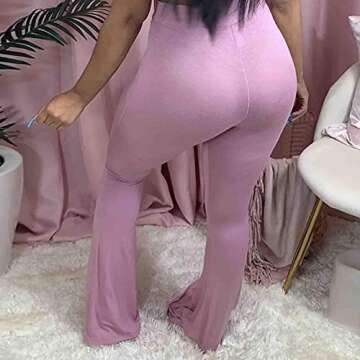 LEIYAN Womens Casual Bell Bottom Pants High Waist Skinny Fit Wide Leg Dancing Bootcut Trousers Flares Plus Size